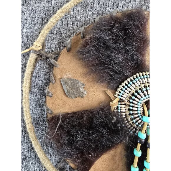 Native American Style Dream Catcher Leather Fur Decor Tribal Wall Art - Picture 3 of 8